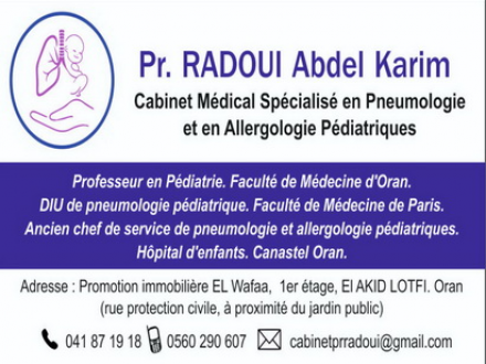 Pr Radoui. Cabinet médical spécialisé en Pneumologie et en Allergologie Pédiatriques. 